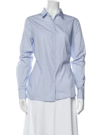 Pre-owned Bogner Striped Long Sleeve Blouse In Blue