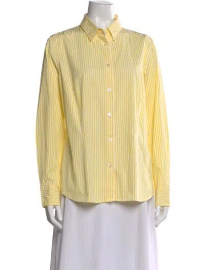 Pre-owned Bogner Striped Long Sleeve Button-up Top In Yellow
