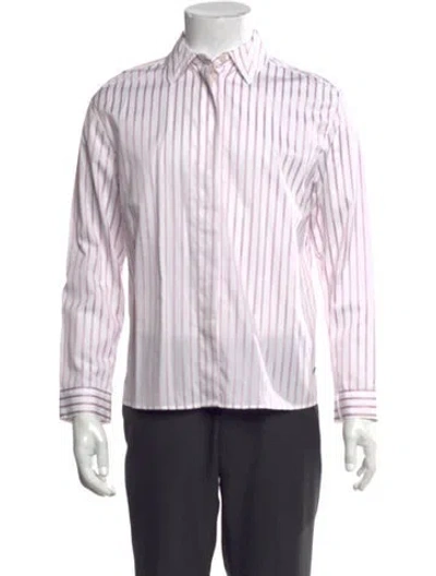 Pre-owned Bogner Striped Long Sleeve Dress Shirt In White