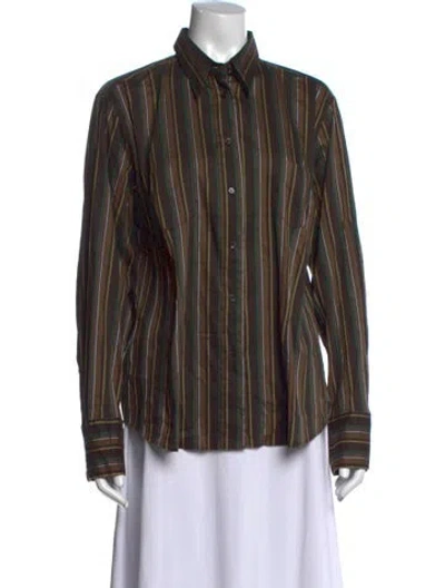 Pre-owned Bogner Striped Long Sleeve Top In Brown