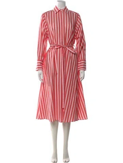 Pre-owned Bogner Striped Midi Length Dress In Pink