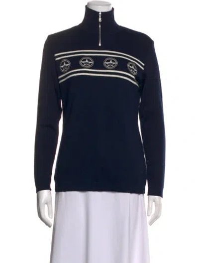 Pre-owned Bogner Striped Mock Neck Sweater In Black