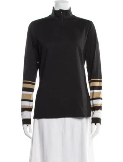 Pre-owned Bogner Striped Mock Neck Top In Black