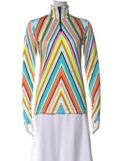 Pre-owned Bogner Striped Mock Neck Top In Multicolor