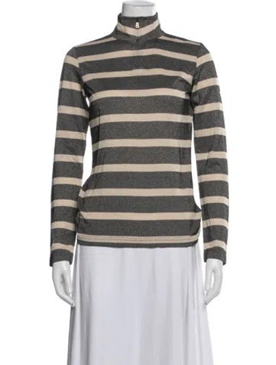 Pre-owned Bogner Striped Mock Neck Top In Multicolor