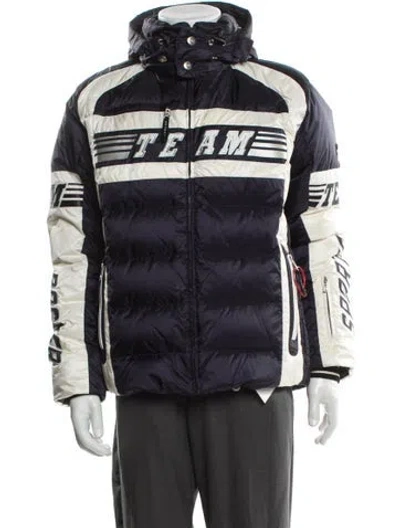 Pre-owned Bogner Striped Puffer Coat In Blue