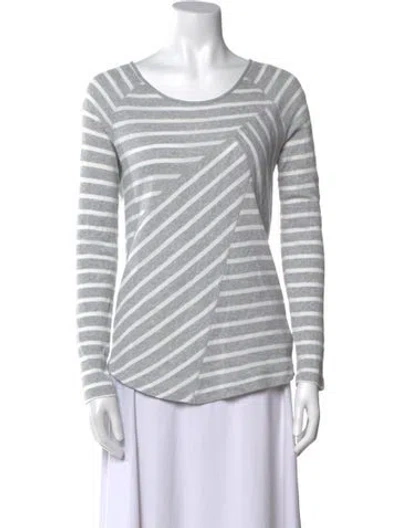 Pre-owned Bogner Striped Scoop Neck T-shirt In Gray