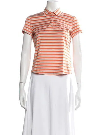 Pre-owned Bogner Striped Short Sleeve Polo In Orange
