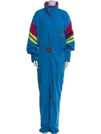 Pre-owned Bogner Striped Turtleneck Jumpsuit In Blue