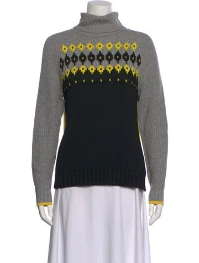 Pre-owned Bogner Striped Turtleneck Sweater In Black