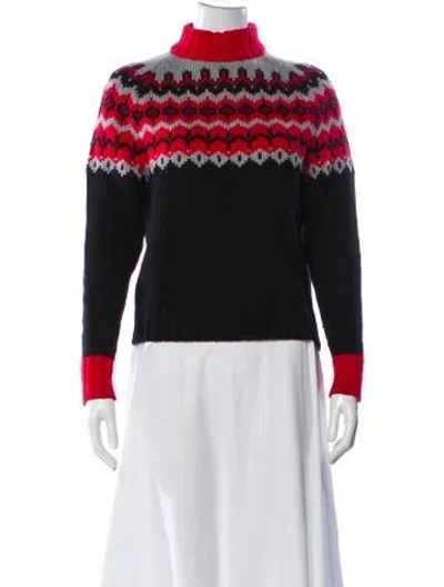 Pre-owned Bogner Striped Turtleneck Sweater In Black