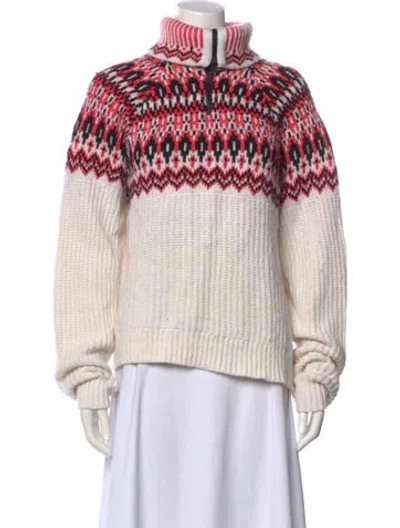 Pre-owned Bogner Striped Turtleneck Sweater In Neutral