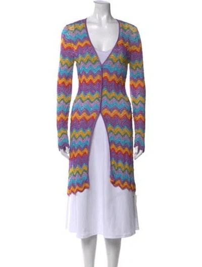 Pre-owned Bogner Striped V-neck Sweater In Purple