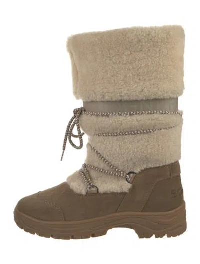 Pre-owned Bogner Suede Colorblock Pattern Lace-up Boots In Neutral