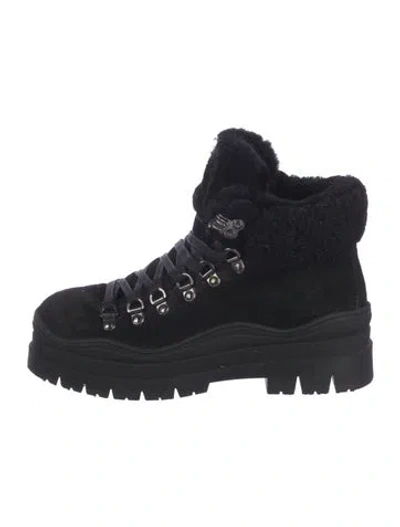 Pre-owned Bogner Suede Combat Boots In Black