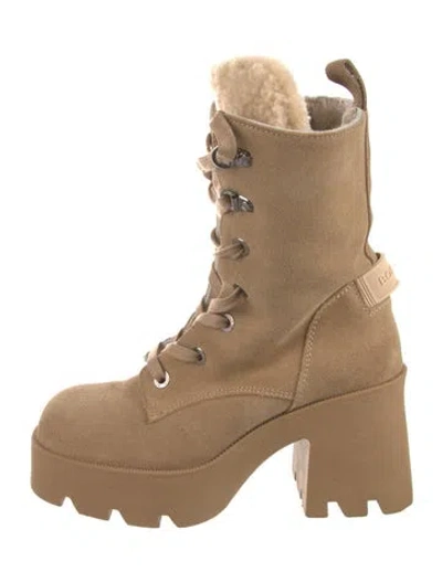 Pre-owned Bogner Suede Combat Boots In Neutral