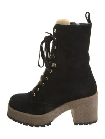 Pre-owned Bogner Suede Lace-up Boots In Black