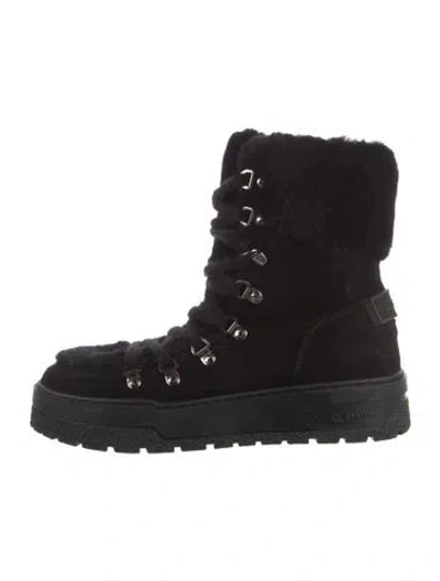 Pre-owned Bogner Suede Lace-up Boots In Black