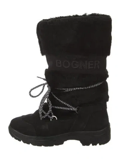 Pre-owned Bogner Suede Lace-up Boots In Black
