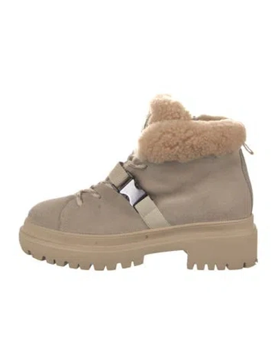 Pre-owned Bogner Suede Lace-up Boots In Grey