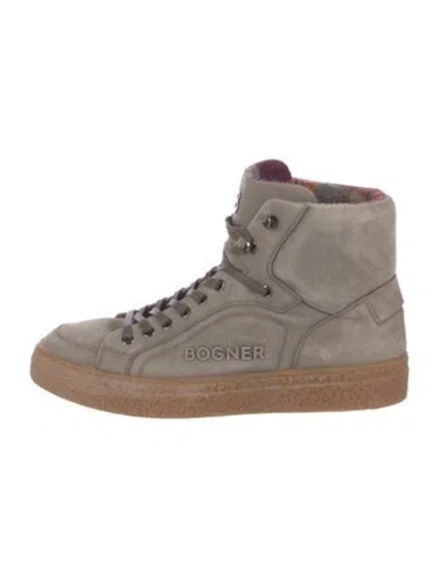 Pre-owned Bogner Suede Lace-up Boots In Grey