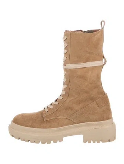 Pre-owned Bogner Suede Lace-up Boots In Neutral