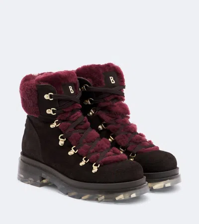 Bogner Swansea Shearling-trimmed Suede Snow Boots In Burgundy