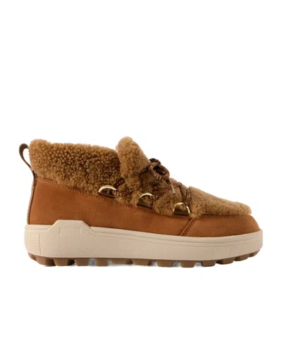 Bogner Suede-trimmed Shearling Ankle Boots In Brown