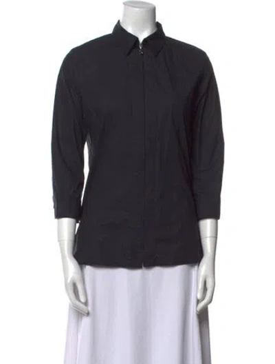Pre-owned Bogner Three-quarter Sleeve Button-up Top In Black