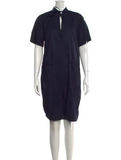 Pre-owned Bogner Tie Neck Knee-length Dress In Blue