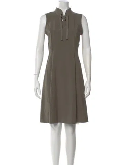 Pre-owned Bogner Tie Neck Mini Dress W/ Tags In Green