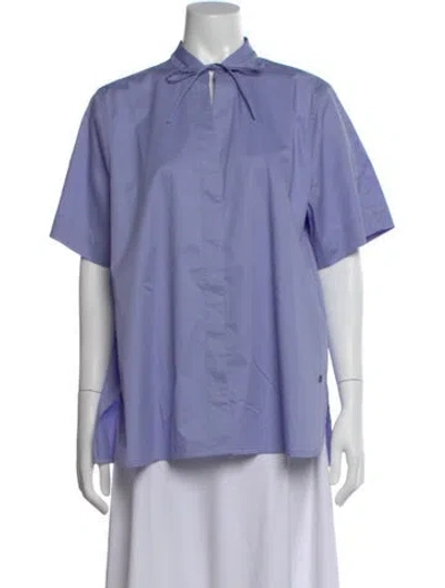 Pre-owned Bogner Tie Neck Short Sleeve Top In Purple