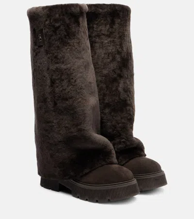 Bogner Turin Shearling And Suede Boots In Brown
