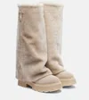 Bogner Turin Shearling And Suede Boots In Neutral