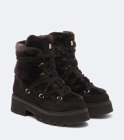 Bogner Turin Shearling-lined Suede Lace-up Boots In Brown