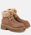 Bogner Turin Suede And Shearling Lace-up Boots In Beige