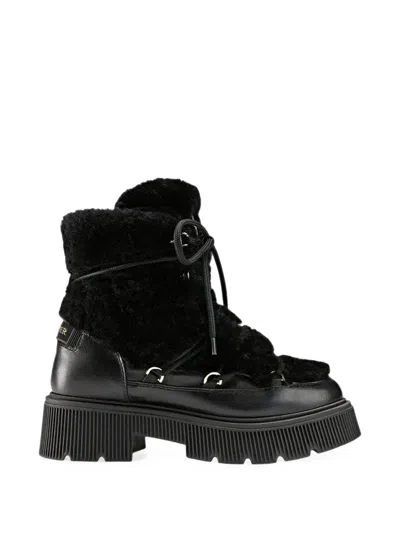 Bogner Turin Wool-trim Leather Boots In Black