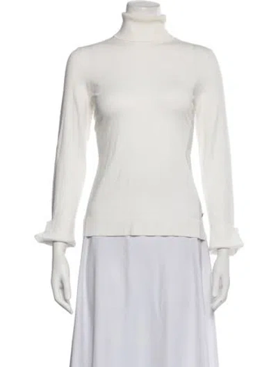 Pre-owned Bogner Turtleneck Long Sleeve Top In White