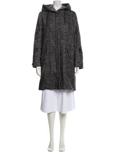 Pre-owned Bogner Tweed Pattern Coat In Black