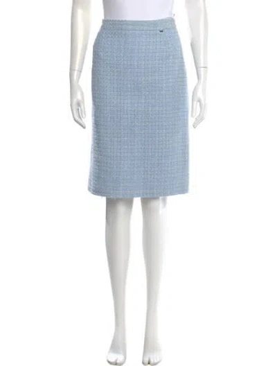 Pre-owned Bogner Tweed Pattern Knee-length Skirt In Blue