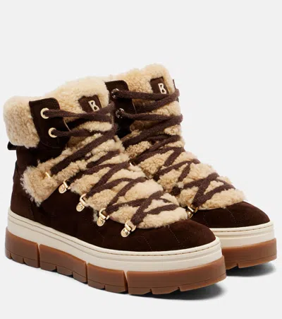 BOGNER VADUZ SUEDE AND SHEARLING ANKLE BOOTS