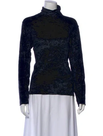 Pre-owned Bogner Velvet Patterned Top In Blue