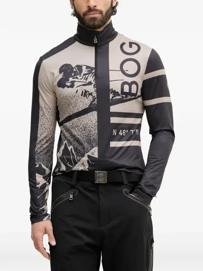 Bogner Verti Graphic-print Half-zip Ski Top In Multi