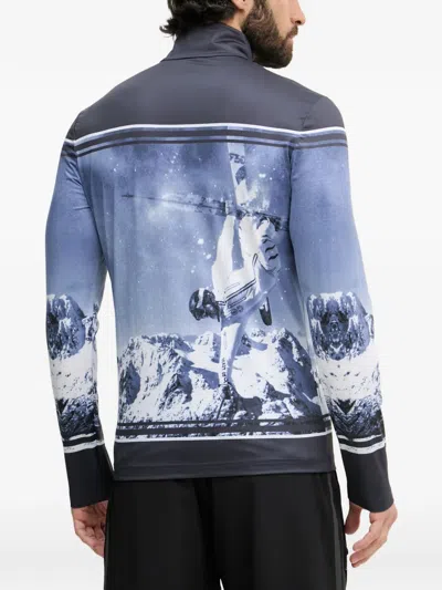 Bogner Verti Graphic-print Zip-up Ski Top In Blue