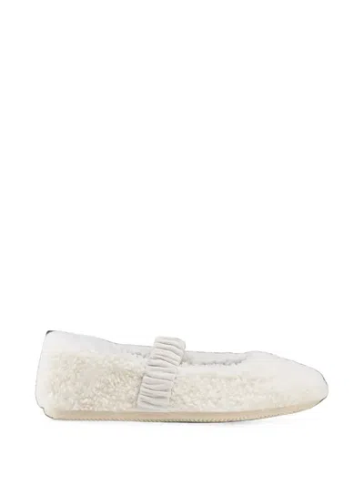 Bogner Vienna Shearling-effect Ballet Flats In White