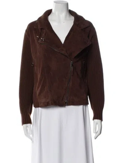 Pre-owned Bogner Virgin Wool Biker Jacket In Brown