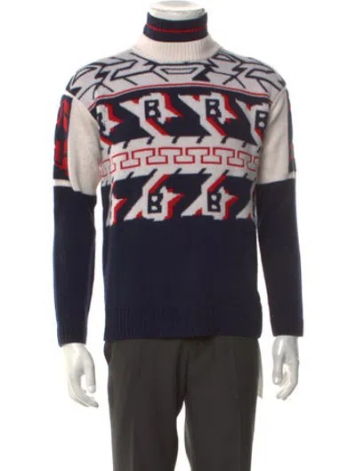 Pre-owned Bogner Virgin Wool Graphic Print Pullover In Blue