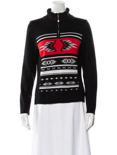Pre-owned Bogner Virgin Wool Graphic Print Sweater In Black