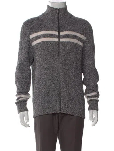 Pre-owned Bogner Virgin Wool Mock Neck Cardigan In Gray