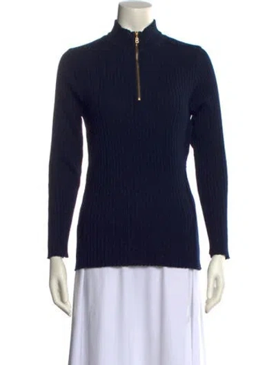Pre-owned Bogner Virgin Wool Mock Neck Sweater In Blue